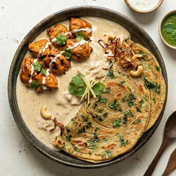 Dahi wala murg with dhaniya paratha